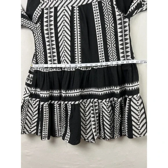 Grace + Karma Dress Women L Black White Tribal Geometric Boho Tiered Southwest - Picture 7 of 10